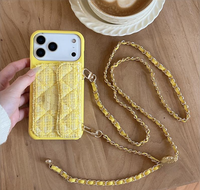 Pour iPhone 14 15 11 13 Pro Max : Étui portefeuille tendance avec chaîne bandoulière, sacoche de téléphone portable, accessoires