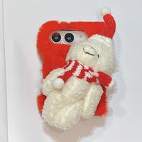 Étui de téléphone portable pliable de luxe 3D mignon et chaud en peluche douce pour iPhone 18 Duo, cadeau pour fille 2026
