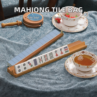 Support de rangement personnalisé pour cartes de Mahjong, organisateur de jeu, support de tuiles de Mahjong américain avec poussoir, 18-20 pouces, en bois
