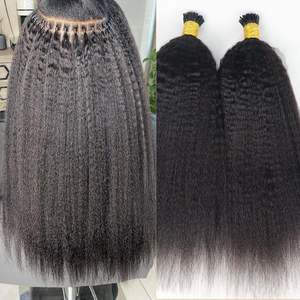 Ik Tip Keratine Human Hair Extension 100% Mongoolse Natuurlijke Kleur Ik Tip Kinky Curly Hair Extensions Kinky Recht - Product Image 5