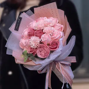 Hadiah ibu/Hari Valentine anyelir sabun mawar buket pernikahan dekorasi rumah bunga anyelir memegang bunga