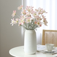 Fleurs artificielles en soie de haute qualité, faites à la main, à tige unique, style nordique, petite marguerite, Cosmos Potentilla Fruticosa floqué