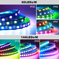 Bande lumineuse intelligente WS2812 60 LED 144 LED 5V 5050 RGB Dream Color IC à pixels numériques adressables individuellement RGBIC