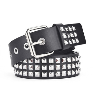 Tùy Chỉnh Đen Studded Belt Punk Rock Rivet Belt Grommet Chủ Đề Belt Với Kim Tự Tháp Kim Loại Sáng Cho Phụ Nữ Đàn Ông - Product Image 3