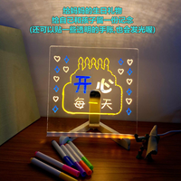 Tablero de borrado en seco acrílico luminiscente LED, Mini Soporte redondo para bolígrafo, tablero de mensajes con Bloc de notas iluminado para uso en el escritorio del hogar
