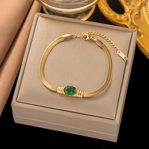Ensemble de bijoux Aceworks SET71032 en acier inoxydable plaqué or 18K PVD avec chaîne à lames et zircon |   Collier et bracelet unisexes tendance - Product Image 2
