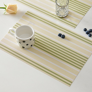 Placemats Woven Heat Resistant Striped Table Mats For Home <b>Coffee</b> Shop Use Yellow <b>Green</b> Blue Light Brown Gray <b>Machine</b> Washable - Product Image 1