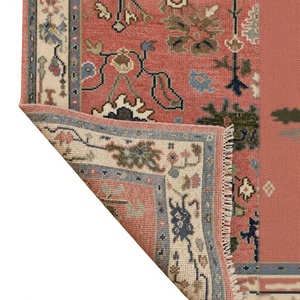 Tapis traditionnel rose en laine à motifs floraux, noué à la main, écologique, à poils ras, épaisseur moyenne, avec envers en coton, pour couloir et salon - Product Image 2