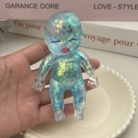 Natasha Puppe Große Bunte Glitzer Schwarze Quetschbare Gummi-Farbverlauf Maltose Langsam Zurückfederndes Stressabbau-Spielzeug Unisex 14 Jahre