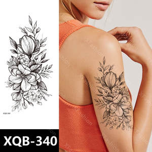 Pegatinas de Tatuajes Temporales Serie XQB, Diseño Personalizado de Chica Sexy con Flores Negras, Papel Impermeable para Aplicación en el <span class=keywords><strong>Brazo</strong></span>, Impresión Serigrafiada - Product Image 5