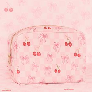 Pochette de maquillage de voyage personnalisée S M L XL en nylon écologique avec fermeture éclair et motif nœud mignon pour femmes et filles - Product Image 2