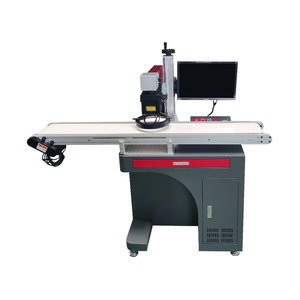 מכונת סימון בלייזר סיבים 20W 30W 50W עם בקרת EZCAD, מערכת מיקום מצלמת CCD, מסוע רצועה ומחשב - Product Image 2