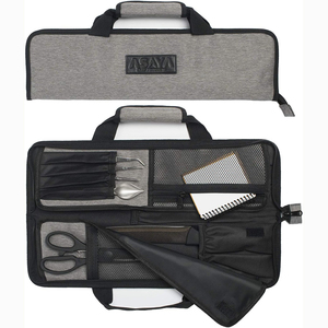 Sac à dos de chef en toile cirée avec fentes pour couteaux, sangle réglable, grande poche zippée, sac à outils pour couteaux, sac à bandoulière, échantillon gratuit - Product Image 2