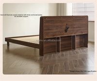 601206 Lit plateforme moderne en bois massif de chêne, cadre de lit Queen/King Size pour ensemble de chambre d'hôtel