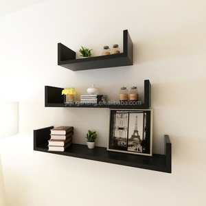 Juego de 3 estantes de esquina para pared, repisa <span class=keywords><strong>flotante</strong></span> para pared, artesanías decorativas de madera - Product Image 1