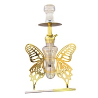 Ensemble Chicha Papillon 50 cm en Acier Inoxydable avec Lumière LED pour la Maison, le Salon, les Cadeaux Sociaux