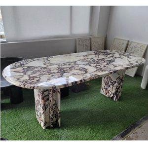 <span class=keywords><strong>Table</strong></span> de salle à manger en marbre calacatta alto au design personnalisé <span class=keywords><strong>table</strong></span> de salle à manger ovale en marbre meubles calacatta ensemble de <span class=keywords><strong>table</strong></span> à manger en marbre violet - Product Image 1