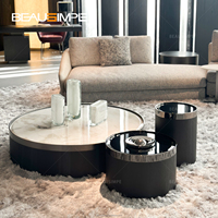 Bailly Konsolentisch Luxus Helles Holz Metall Glas Marmor Runder Wohnzimmer Mid-Century Modern Couchtisch