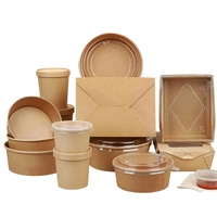 Boîte à emporter en papier kraft écologique haut de gamme, imperméable, pour la restauration rapide, emballage imprimé, qualité alimentaire