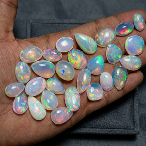 Opale d'Éthiopie naturelle, cabochons taillés coussin, ovales, ronds, poires et carrés, multi-feu, pierres précieuses en vrac, double face, pour la fabrication de bijoux - Product Image 4