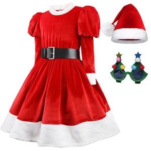 Disfraz de Mamá Noel de MS Best Made, Vestido de Terciopelo Rojo, Vestidos Navideños para Niñas - Product Image 3
