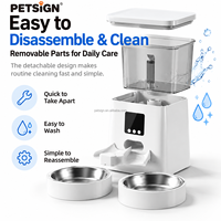 Distributeur automatique de nourriture pour animaux de compagnie Petsign, distributeur automatique de nourriture pour chats 6L Wifi, distributeur de nourriture sèche à double bol, contrôle par application, batterie de secours pour chats d'intérieur