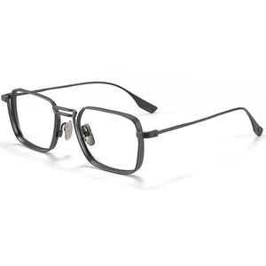 Montures de lunettes rectangulaires en titane pur de designer 825201, monture complète anti-UV pour hommes, grande taille - Product Image 1