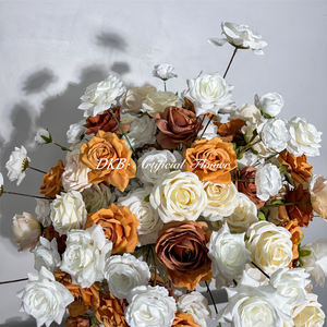 Boule de fleurs artificielle réaliste en soie faite à la main, moderne, marron et blanche, pour centre de table de mariage, fête des Mères et Noël - Durable - Product Image 5