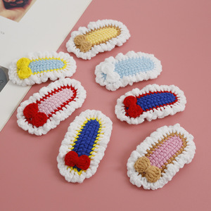 Serie Sweet Princess: Pasadores <span class=keywords><strong>de</strong></span> pelo con lazo tejidos a mano y gorros <span class=keywords><strong>de</strong></span> lana para niñas, productos terminados. - Product Image 3