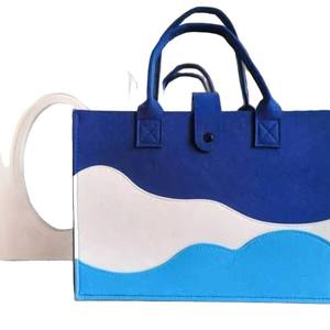 กระเป๋าผ้าสักหลาดลายหยักหลายสีแบบถือด้วยมือหลากสีความจุขนาดใหญ่พกพาได้กระเป๋าสะพายไหล่เดียว - Product Image 5