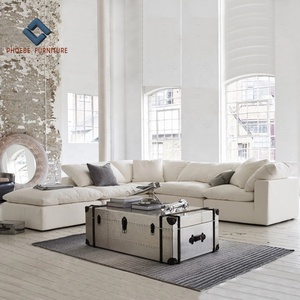 אווז רך מעולה למטה בד פשתן לבן פשתן ספה מודולרית סלון ריהוט ספה עצלן - Product Image 4