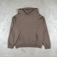 Hoodie Boxy French Terry 320gsm Cokelat Tekstur Matte Custom Drop Shoulder Street Fashion Pria