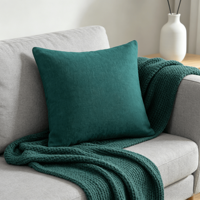 Einfarbiges Tealgrünes Leinen-Optik Dekokissen Quadratisches Zierkissen mit PP-Baumwollfüllung für Sofa Bett Zuhause Hotel Individuelles Logo