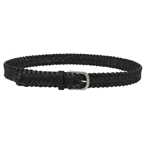 Vente en gros Vêtements homme <span class=keywords><strong>femme</strong></span> <span class=keywords><strong>Ceinture</strong></span> tissée en <span class=keywords><strong>cuir</strong></span> reconstitué PU tressé <span class=keywords><strong>noir</strong></span> <span class=keywords><strong>boucle</strong></span> <span class=keywords><strong>argent</strong></span> antique - Product Image 4
