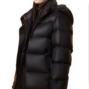 Veste matelassée à capuche en polyester 100% avec logo personnalisé pour <span class=keywords><strong>homme</strong></span>, veste d'hiver chaude pour l'extérieur, veste matelassée noire, taille plus, doudoune - Product Image 4