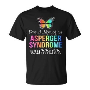 Camiseta con diseño de mariposa para mamá orgullosa de un guerrero con el síndrome de Asperger, camiseta de manga corta con cuello redondo, unisex, para adultos - Product Image 1