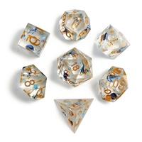 Ensemble de dés polyédriques carrés personnalisés pour D&D, en résine faite à la main, 1 pièce ou 7 pièces, dés multi-faces avec autocollants intégrés, écologiques et durables