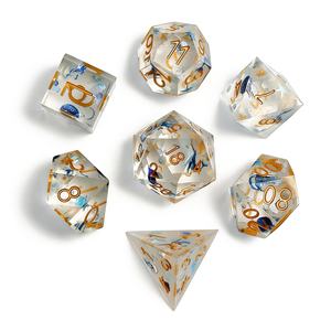 Ensemble de dés polyédriques personnalisés pour D&D, faits à la main en résine, 7 pièces, dés multi-faces avec autocollants intégrés pour RPG Dungeons & Dragons - Product Image 6