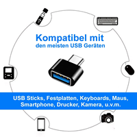 USB-C zu USB 2.0 Buchse Konverter-Adapter und USB 2.0 Stecker zu USB-C Buchse OTG-Adapter für Datenübertragung 2er-Pack Aluminium