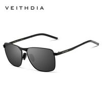 VEITHDIA Lunettes de soleil polarisées carrées classiques en aluminium pour hommes Lunettes de soleil de conduite à la mode pour femmes