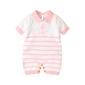 Mimixiong di alta qualità OEM pagliaccetto per bambine e bambine abiti estivi a manica corta 100% collo Polo in cotone tute a righe - Product Image 4