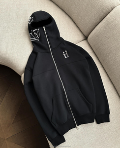 All'ingrosso felpa con cappuccio a <span class=keywords><strong>doppia</strong></span> Zip integrale oversize con Logo acido lavaggio con cappuccio Unisex ricamato Full Face Zip up felpa da uomo - Product Image 3