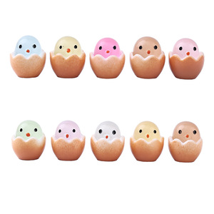 Dessin animé lumineux résine artisanat <span class=keywords><strong>petit</strong></span> ornement poulet coquille d'oeuf figurines miniatures <span class=keywords><strong>jardin</strong></span> paysage décorer - Product Image 2
