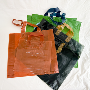 GRS LDPE Colorful Plastic Supermarket Bag Brand Promotion Tool Vibrant Hues Custom Print Durable Material Strong Handles