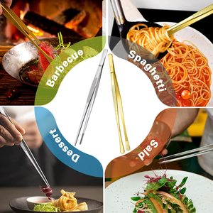 Kingwise Kitchen, juego de pinzas de <span class=keywords><strong>Chef</strong></span> de acero inoxidable de 6/8/10/12 pulgadas, pinzas largas para alimentos con puntas dentadas, pinzas para alimentos para cocinar - Product Image 4