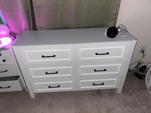 Nouvelle <span class=keywords><strong>commode</strong></span> moderne à 6 tiroirs avec prise de courant intégrée, support TV en bois avec 6 grands tiroirs et poignées de bar - Product Image 5