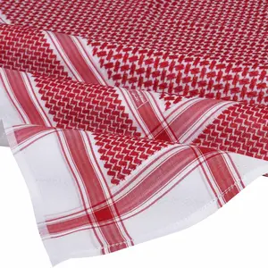 Arabic Keffiyeh Muslim Qatar Scarves 100% Cotton Red Shemagh Keffiyeh Scarf Wrap Manufacturer