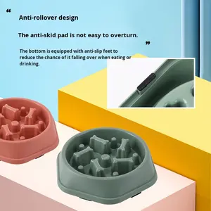Mangkuk Makan Anjing Anti-Tersedak Anti-Jatuh Bentuk Tulang, Mangkuk Plastik Portabel untuk Makan Hewan Peliharaan - Product Image 4