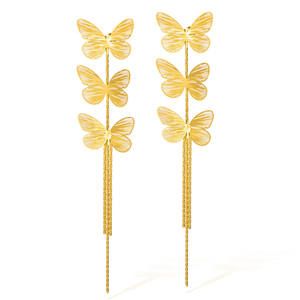 가벼운 럭셔리 복고풍 술 나비 귀걸이 스테인레스 스틸 패션 기질 다재다능한 디자인 스테인레스 스틸 귀걸이 - Product Image 1