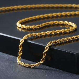 Cadena de Acero Inoxidable de 3MM 5MM 6MM, Chapada en Oro de 18K PVD, Resistente al Deslustre, Impermeable, Joyería de Regalo, Collar Trenzado para Hombre y Mujer - Product Image 6